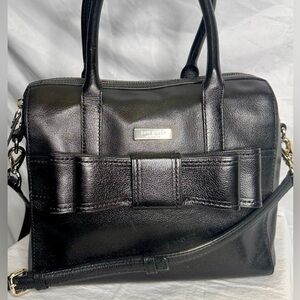 KATE SPADE Women’s Alice Court Kaiya Black Leather  Bow Satchel Crossbody Bag